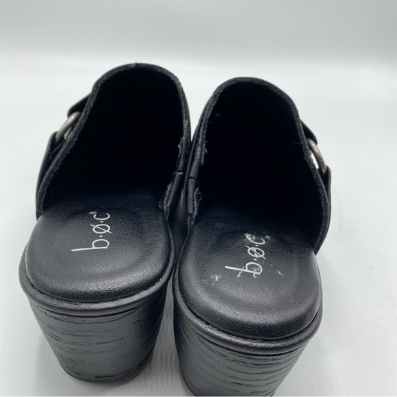 BOC B.O.C. Black Leather Heeled Platform Clogs Mule Shoes  6 Earthy Granola - Picture 4 of 7
